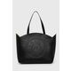 Usnjena torbica Karl Lagerfeld črna barva - črna. Velika torbica iz kolekcije Karl Lagerfeld. Model na zapenjanje, izdelan iz naravnega usnja.