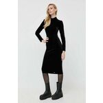 Obleka Armani Exchange črna barva - črna. Obleka iz kolekcije Armani Exchange. Model izdelan iz velur pletenine. Model iz tkanine, ki je izjemno prijetna na otip.