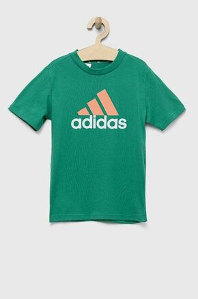 Otroška bombažna kratka majica adidas U BL 2 TEE zelena barva - zelena. Otroška lahkotna kratka majica iz kolekcije adidas
