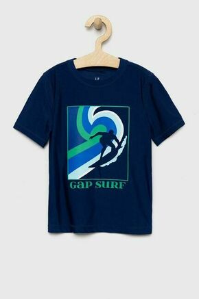 Otroška kratka majica GAP mornarsko modra barva - mornarsko modra. Otroške kratka majica iz kolekcije GAP. Model izdelan iz pletenine s potiskom. Lahek in udoben model