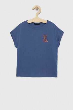 Otroška bombažna kratka majica Sisley vijolična barva - vijolična. Otroški Lahkotna kratka majica iz kolekcije Sisley. Model izdelan iz tanke