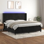 Box spring postelja z vzmetnico LED črna 200x200 cm žamet - vidaXL - črna - 95,53 - 200 x 200 cm - vidaXL