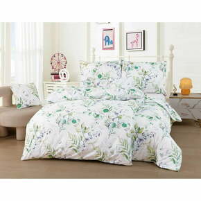 Belo-zeleno mikrosatensko posteljno perilo za eno osebo 140x200 cm v kompletu 6 kosov Abigail - My House