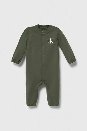 Pajac za dojenčka Calvin Klein Jeans - zelena. Pajac za dojenčka iz kolekcije Calvin Klein Jeans. Model izdelan iz enobarvne pletenine.