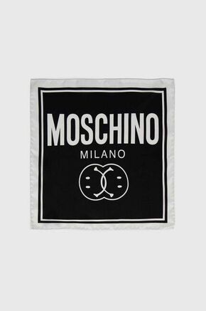 Svilen žepni robček Moschino x Smiley črna barva - črna. Žepni robček iz kolekcije Moschino. Model izdelan iz tanke
