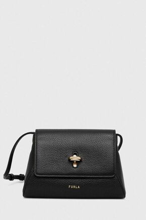 Usnjena torbica Furla Net črna barva - črna. Majhna torbica iz kolekcije Furla. Model na zapenjanje
