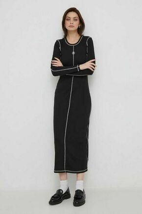 Obleka Tommy Hilfiger črna barva - črna. Obleka iz kolekcije Tommy Hilfiger. Model izdelan iz pletenine. Model iz izjemno udobne tkanine z visoko vsebnostjo bombaža.