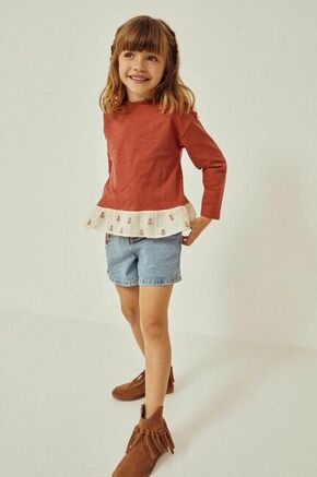 Otroška dolga majica zippy rdeča barva - rdeča. Otroške Majica z dolgimi rokavi iz kolekcije zippy. Model izdelan iz udobne pletenine.