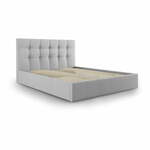 Svetlo siva zakonska postelja Mazzini Beds Nerin, 180 x 200 cm