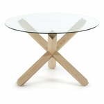 Jedilna miza iz hrastovega lesa s stekleno ploščo Kave Home Nori, ø 120 cm