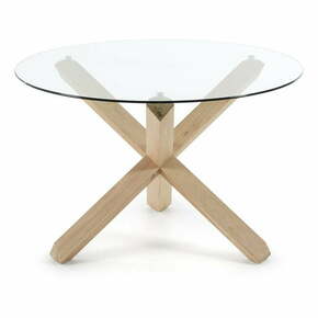 Jedilna miza iz hrastovega lesa s stekleno ploščo Kave Home Nori
