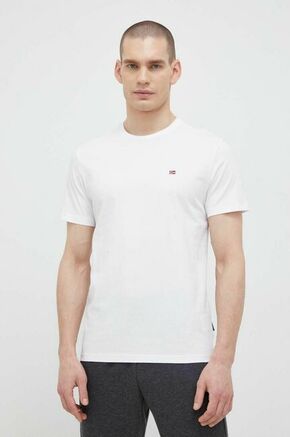 Bombažna kratka majica Napapijri bela barva - bela. Kratka majica iz kolekcije Napapijri. Model izdelan iz enobarvne pletenine. Izjemno udoben material