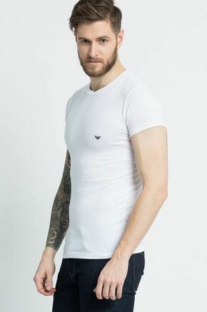 Emporio Armani Underwear t-shirt - bela. T-shirt iz kolekcije Emporio Armani Underwear. Model izdelan iz enobarvne pletenine.