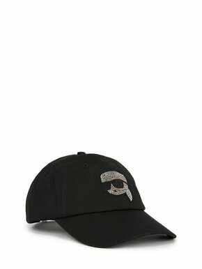 Bombažna bejzbolska kapa Karl Lagerfeld črna barva - črna. Kapa s šiltom vrste baseball iz kolekcije Karl Lagerfeld. Model izdelan iz tkanine z nalepko. Bombažen