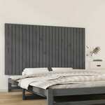 vidaXL Stensko posteljno vzglavje sivo 159,5x3x90 cm trdna borovina