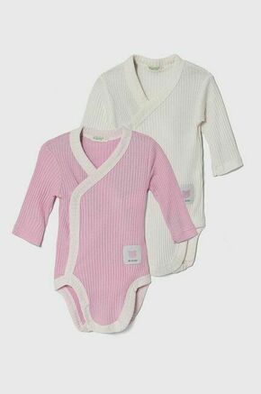 Bombažen body za dojenčka United Colors of Benetton 2-pack - roza. Body za dojenčka iz kolekcije United Colors of Benetton. Model izdelan iz enobarvne pletenine.