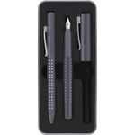 Faber-Castell Komplet Grip Edition 2010 nalivno pero in kroglično pero, siva