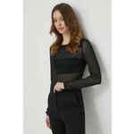 Majica Sisley ženska, črna barva - črna. Bluza iz kolekcije Sisley izdelana iz kombinacija dveh različnih materialov. Model iz tankega materiala je idealen za toplejše letne čase.