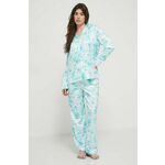 Pižama Lauren Ralph Lauren ženska - modra. Pižama iz kolekcije Lauren Ralph Lauren. Model izdelan iz vzorčaste tkanine. Poliester zagotavlja večjo odpornost na gubanje.