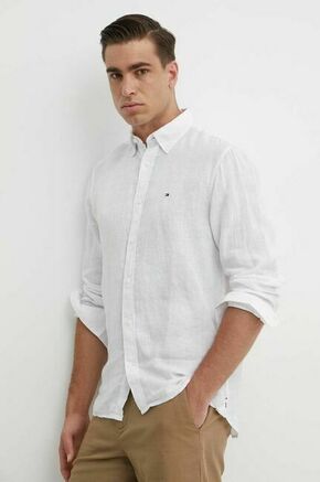 Lanena srajca Tommy Hilfiger bela barva