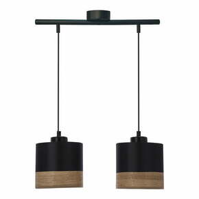 Črna viseča svetilka s tekstilnim senčnikom ø 15 cm Porto – Candellux Lighting