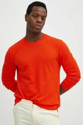 Bombažen pulover United Colors of Benetton oranžna barva - oranžna. Pulover iz kolekcije United Colors of Benetton. Model izdelan iz tanke