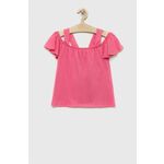 Otroška bombažna majica United Colors of Benetton roza barva - roza. Otroški bluza iz kolekcije United Colors of Benetton, izdelana iz enobarvne pletenine. Model iz izjemno udobne bombažne tkanine.