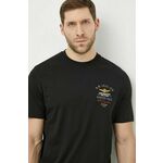 Bombažna kratka majica Aeronautica Militare moški, črna barva - črna. Kratka majica iz kolekcije Aeronautica Militare, izdelana iz pletenine, prijetne na otip. Model iz izjemno udobne bombažne tkanine.