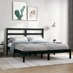 shumee Okvir za posteljo, masivni les, črna barva, 120x190 cm, dvoposteljna