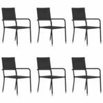 Greatstore Zunanji jedilni stoli 6 kosov poli ratan črne barve
