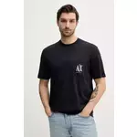 Bombažna kratka majica Armani Exchange moška, mornarsko modra barva, XM000366 AF12308 - mornarsko modra. Kratka majica iz kolekcije Armani Exchange, izdelana iz tanke, elastične pletenine. Model iz zračne bombažne tkanine.