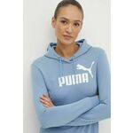 Pulover Puma ženska, vijolična barva, s kapuco, 586797 - modra. Majica s srajco s kapuco iz kolekcije Puma izdelana iz tanke, rahlo elastične pletenine. Model iz izjemno udobne tkanine z visoko vsebnostjo bombaža.