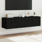 Vidaxl Stenske TV omarice z LED lučkami 2 kosa črna 60x35x31 cm