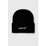 Kapa Levi's črna barva, - črna. Kapa iz kolekcije Levi's. Model izdelan iz pletenine z nalepko.