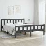 shumee Okvir za posteljo, siv, masivni les, 150x200 cm, velika velikost