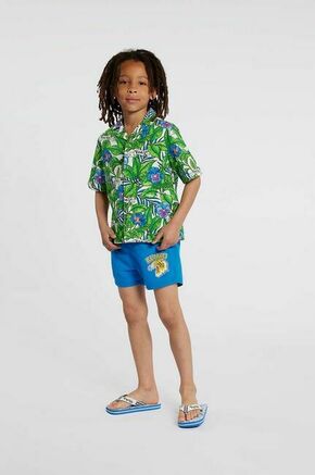 Otroška bombažna srajca Kenzo Kids turkizna barva - turkizna. Otroški srajca iz kolekcije Kenzo Kids. Model izdelan iz vzorčaste tkanine.