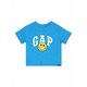 Otroška bombažna kratka majica GAP x smiley world - modra. Otroška kratka majica iz kolekcije GAP. Model izdelan iz pletenine s potiskom.