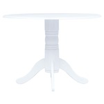 VIDAXL Jedilna miza bela 106 cm iz trdnega kavčukovca