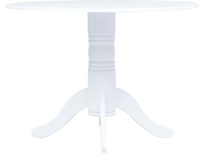 VIDAXL Jedilna miza bela 106 cm iz trdnega kavčukovca