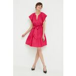 Obleka Lauren Ralph Lauren roza barva - roza. Lahkotna obleka iz kolekcije Lauren Ralph Lauren. Model izdelan iz enobarvne tkanine. Model iz izjemno udobne tkanine z visoko vsebnostjo bombaža.