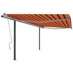 VIDAXL Ročno zložljiva tenda s stebrički 4x3,5 m oranžna in rjava