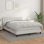 Greatstore Box spring postelja z vzmetnico bel 140x190 cm umetno usnje