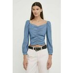 Bluza iz jeansa Levi's ženska - modra. Bluza iz kolekcije Levi's, izdelana iz enobarvne tkanine. Model iz zračne bombažne tkanine.