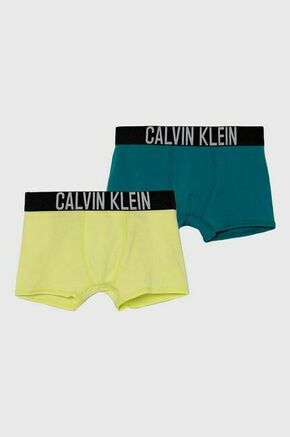 Otroške boksarice Calvin Klein Underwear 2-pack zelena barva - turkizna. Otroški boksarice iz kolekcije Calvin Klein Underwear. Model izdelan iz elastične pletenine. V kompletu sta dva para.