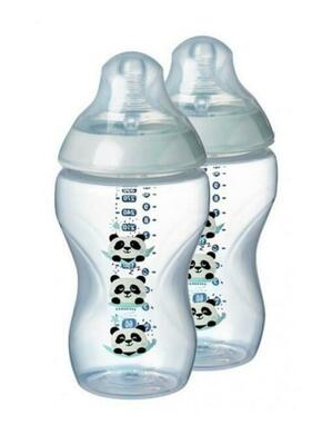 Tommee Tippee Otroška steklenička C2N Panda 340 ml 2 kos 3m +