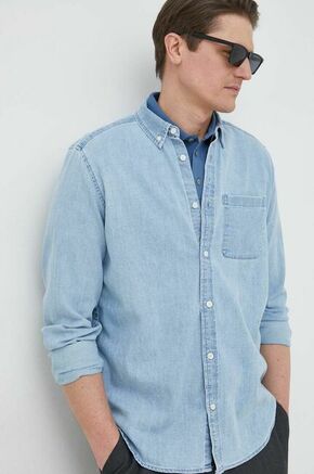 Jeans srajca GAP moška - modra. Srajca iz kolekcije GAP. Model izdelan iz jeansa. Ima klasičen ovratnik. Visokokakovosten