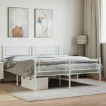 Greatstore Kovinski posteljni okvir z vzglavjem in vznožjem bel 135x190 cm