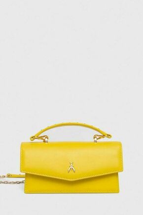 Usnjena torbica Patrizia Pepe rjava barva - rumena. Majhna torbica iz kolekcije Patrizia Pepe. Model na zapenjanje