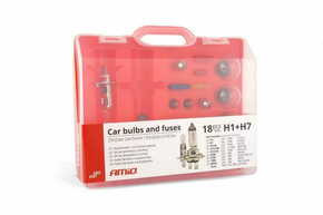 AMIO Set rezervnih halogenskih žarnic za avto 19 kosov (H1 + H7)