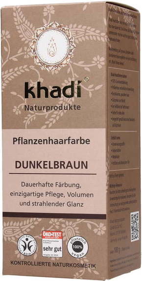 "Khadi® Rastlinska barva za lase temno rjava - 100 g"
